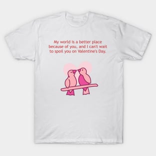 My world is a better place because of you. Valentine T-Shirt